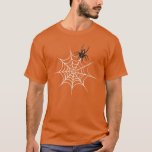 Niedliches Black Spider & White Spider Web. T-Shirt<br><div class="desc">Niedliches Halbwunder-Design. Schwarze und orangefarbene Zitspinne mit weißem Spinnennetz.</div>