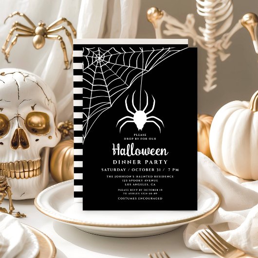 Niedliches Black Spiole Halloween Abendessen Party Einladung