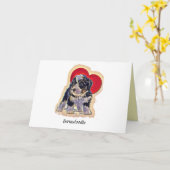 Niedliches Black Tan PopArt Bernedoodle Digitales  Karte (Gelbe Blume)