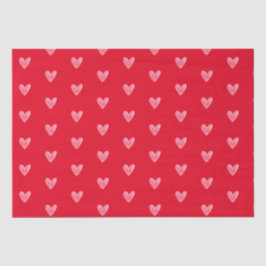 Niedliches, blass-farbenes Herzmuster auf Rot Seidenpapier