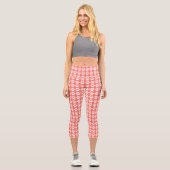 Niedliches Blatt Coral & Weiß Muster Trendy Capri Leggings (Vorderseite)