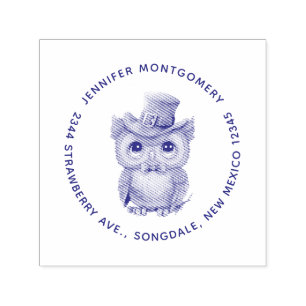 Niedliches Blatt in einer Top-Hat-Adresse Permastempel