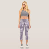 Niedliches Blatt Lila- und Weißmuster Trendsetter Capri Leggings (Vorderseite)