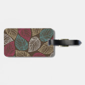 Niedliches Blatt-Muster-Rosa-Brown-blaues Gepäckanhänger (Rückseite horizontal)