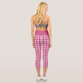 Niedliches Blatt Rosa Weißes Muster Trendy Athleti Capri Leggings (Rückseite)