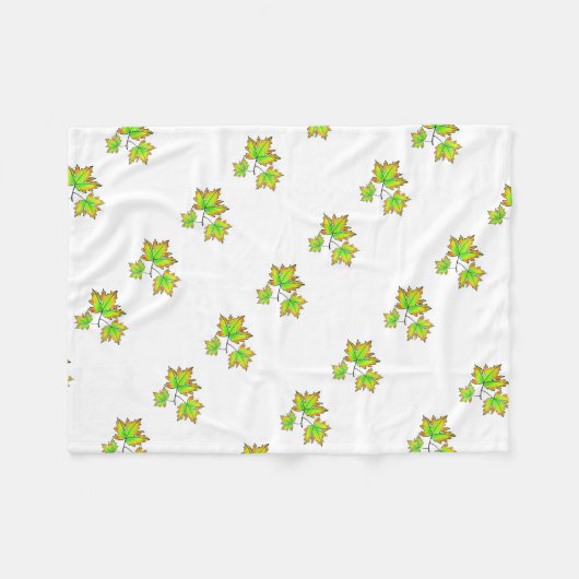 Niedliches Blattmuster, grün-gelb-rote Ahorn-Blätt Fleecedecke (Vorderseite (Horizontal))