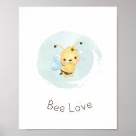 Niedliches Blau/Gelbe Bienen Happy Boys Kinderzimm Poster