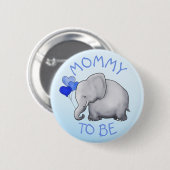 Niedliches Blau steigt Elefanten im Ballon auf, Button (Vorne & Hinten)