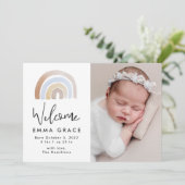 Niedliches Blau und Braunfarben Rainbow Birth Ankündigung (Stehend Vorderseite)