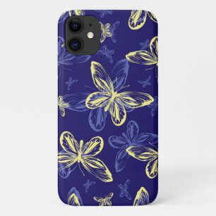 Niedliches Blau und Gelb Schmetterling Illustriert Case-Mate iPhone Hülle