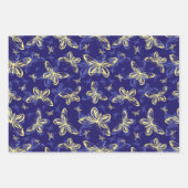 Niedliches Blau und Gelb Schmetterling Illustriert Geschenkpapier Set (Vorderseite)