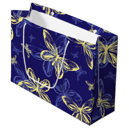 Niedliches Blau und Gelb Schmetterling Illustriert Große Geschenktüte