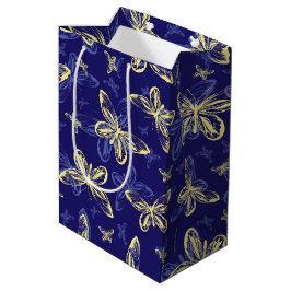 Niedliches Blau und Gelb Schmetterling Illustriert Mittlere Geschenktüte