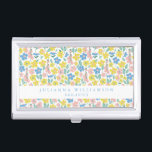 Niedliches Blau und Gelbe Ditsy Floral Moderne Cus Visitenkarten Dose<br><div class="desc">Niedliches Blau und Gelb,  florale Moderne Visitenkarten Fall</div>
