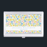 Niedliches Blau und Gelbe Ditsy Floral Moderne Cus Visitenkarten Dose<br><div class="desc">Niedliches Blau und Gelb,  florale Moderne Visitenkarten Fall</div>