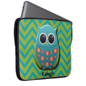 Niedliches Blau und grünes Owl auf Zickzack Laptop Laptopschutzhülle (Vorne Rechts)