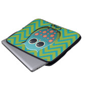 Niedliches Blau und grünes Owl auf Zickzack Laptop Laptopschutzhülle (Vorne Knopf)