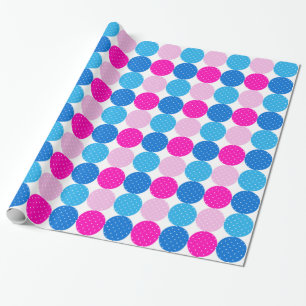 Niedliches Blau- und Pink-Polka-Punktmuster Geschenkpapier