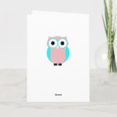 Niedliches Blau und Rosa Owl Dankeschön Karten (Rückseite)