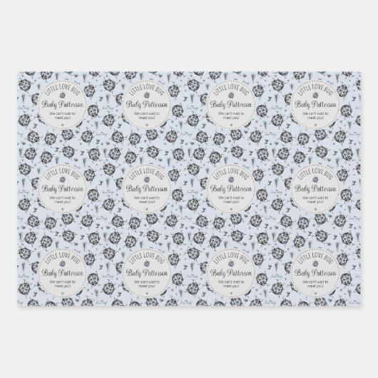 Niedliches Blau- und Sage-Insekt Geschenkpapier Set (Vorderseite 3)