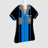 Niedliches Blau- und Schwarz-Bowling-Shirt Ornament (Vorderseite)
