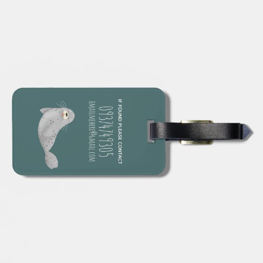 Niedliches Blau unter dem Siegel des Ozeans Kinder Gepäckanhänger (Rückseite horizontal)