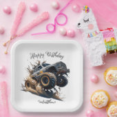 Niedliches blaubraunes Rennen Monster Lkw Kinder G Pappteller (Party)