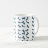 Niedliches Blauer Name Monogram Unicorn Muster Kaffeetasse (VorderseiteRechts)