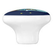 Niedliches Blauer Owl mit Mond und Sternen Keramikknauf (Seitenansicht)