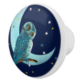 Niedliches Blauer Owl mit Mond und Sternen Keramikknauf (Rechts)