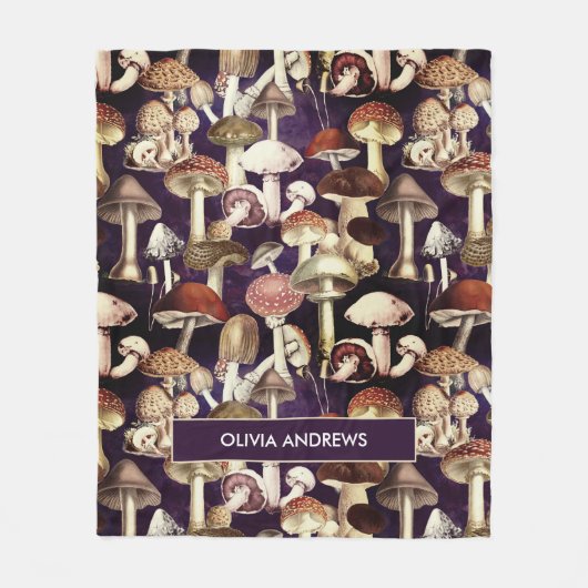 Niedliches blauer Pilzgartenmuster Fleecedecke (Vorderseite)