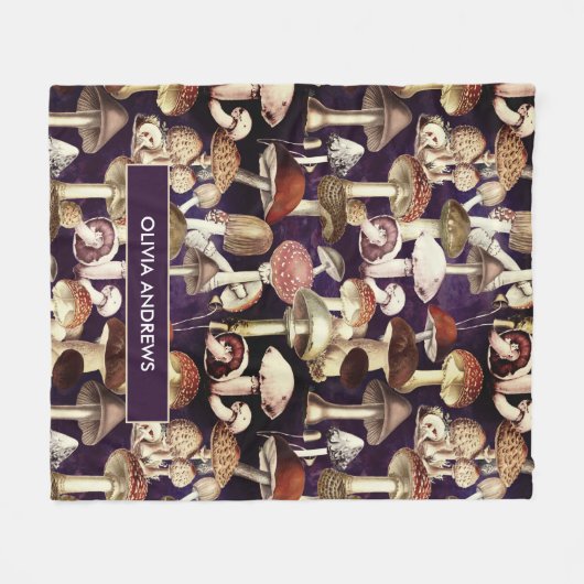 Niedliches blauer Pilzgartenmuster Fleecedecke (Vorderseite (Horizontal))