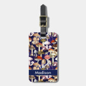 Niedliches blauer Pilzgartenmuster Gepäckanhänger (Vorderseite vertikal)