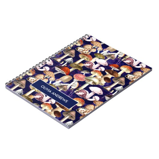 Niedliches blauer Pilzgartenmuster Notizblock (Linke Seite)