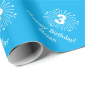 Niedliches blaues 3rd Birthday Packpapier für Kind (Rolleneckpunkt)