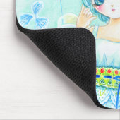 Niedliches blaues Animefeemädchen Mousepad (Ecke)