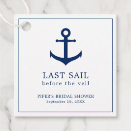 Niedliches blaues Ankerschiff Nautisches Brautpart Geschenkanhänger