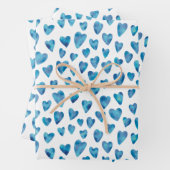 Niedliches blaues Aquarellmuster Liebe Geschenkpapier Set (Beispiel)