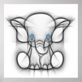 Niedliches blaues Augenelefantenposter Poster
