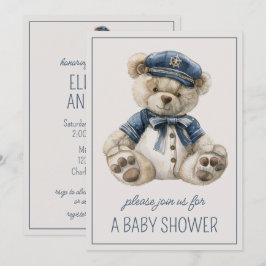 Niedliches blaues Baby-Bear Personalisiert Einladung