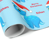 Niedliches blaues Baby Dinosour mit Geschenkpapier (Rolleneckpunkt)