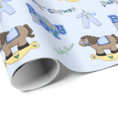 Niedliches blaues Baby-Duschen-Verpackungs-Papier Geschenkpapier (Rolleneckpunkt)
