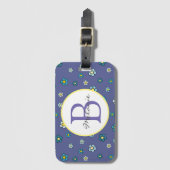 Niedliches Blaues Blume Muster Personalisiert Gepäckanhänger (Vorderseite Vertikal)