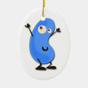 Niedliches blaues Bohnen-Monster Keramik Ornament