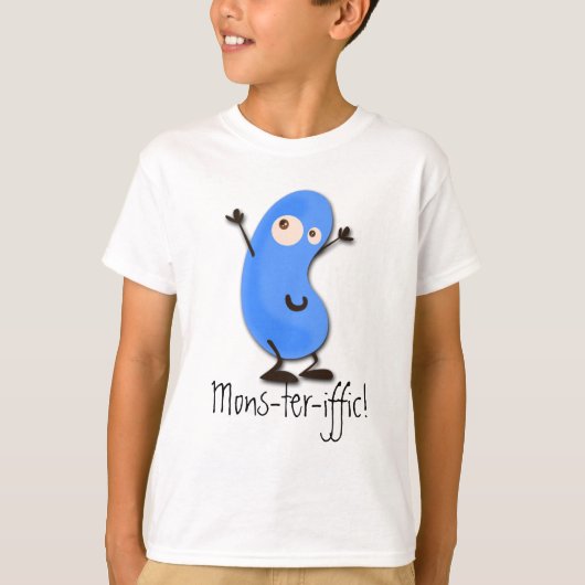 Niedliches blaues Bohnen-Monster T-Shirt (Vorderseite)
