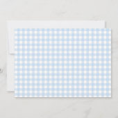 Niedliches blaues Bugband Babydusche Foto Einladung (Rückseite)