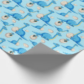 niedliches blaues Cartoon-Dinosaurier-Muster mit B Geschenkpapier (Ecke)