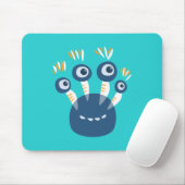 Niedliches blaues Cartoon-Monster mit vier Mousepad (Mit Mouse)