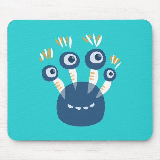 Niedliches blaues Cartoon-Monster mit vier Mousepad (Vorne)