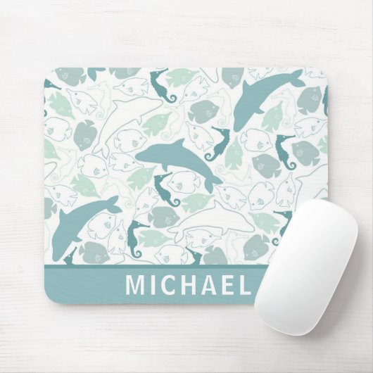 Niedliches blaues Delphin Sea Life Nautische Muste Mousepad (Mit Mouse)